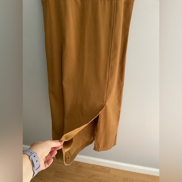 Tip Top Vintage Women's Maxi Dress Embroidered Sleeveless Brown Suede Empire - Picture 13 of 16